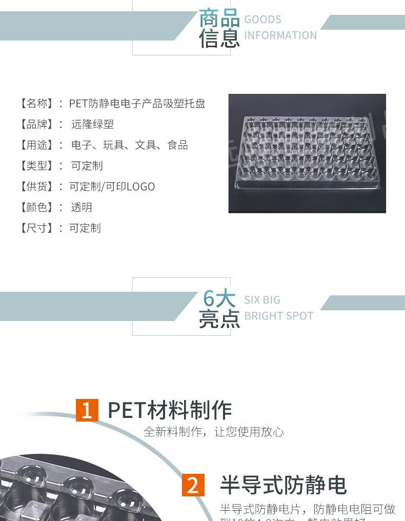 pet防靜電吸塑托盤(pán)包裝産品