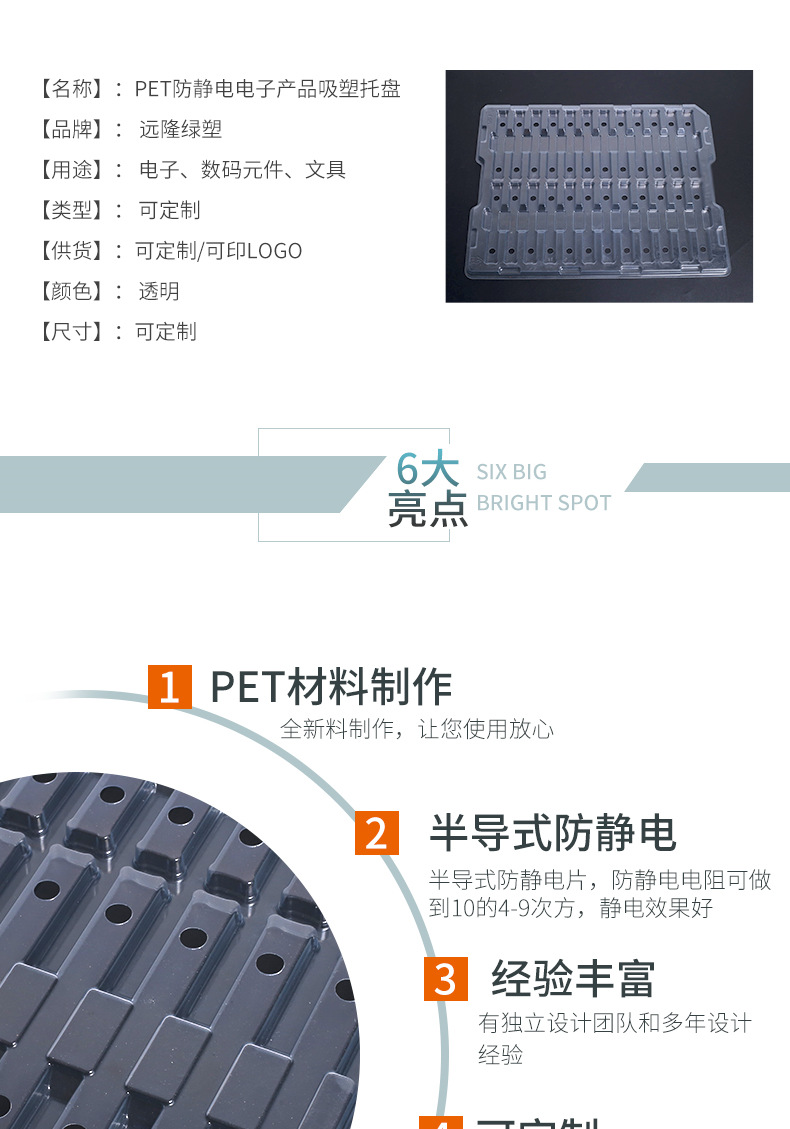 pet防(fáng)靜電包(bāo)裝産(chǎn)品(pǐn)吸(xī)塑托(tuō)盤